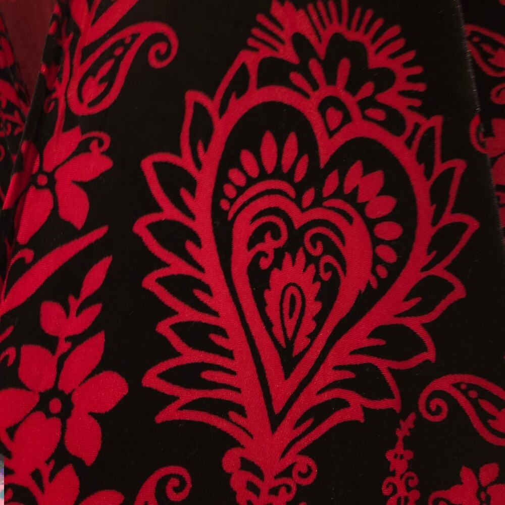 Urban Outfitters Burnout Velvet Kimono Red Floral Paisley Fringe Wrap OS - Picture 7 of 10